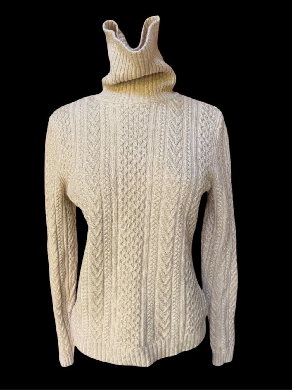 Late 90s/Y2K Lauren Ralph Lauren Wool/Cashmere Blend w/Gold Metallic Thread Turt